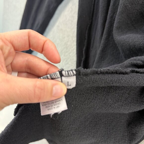 Fenini Womens Size Large Black Asymmetrical Design Wrape Sweater Button Detail - Picture 8 of 16